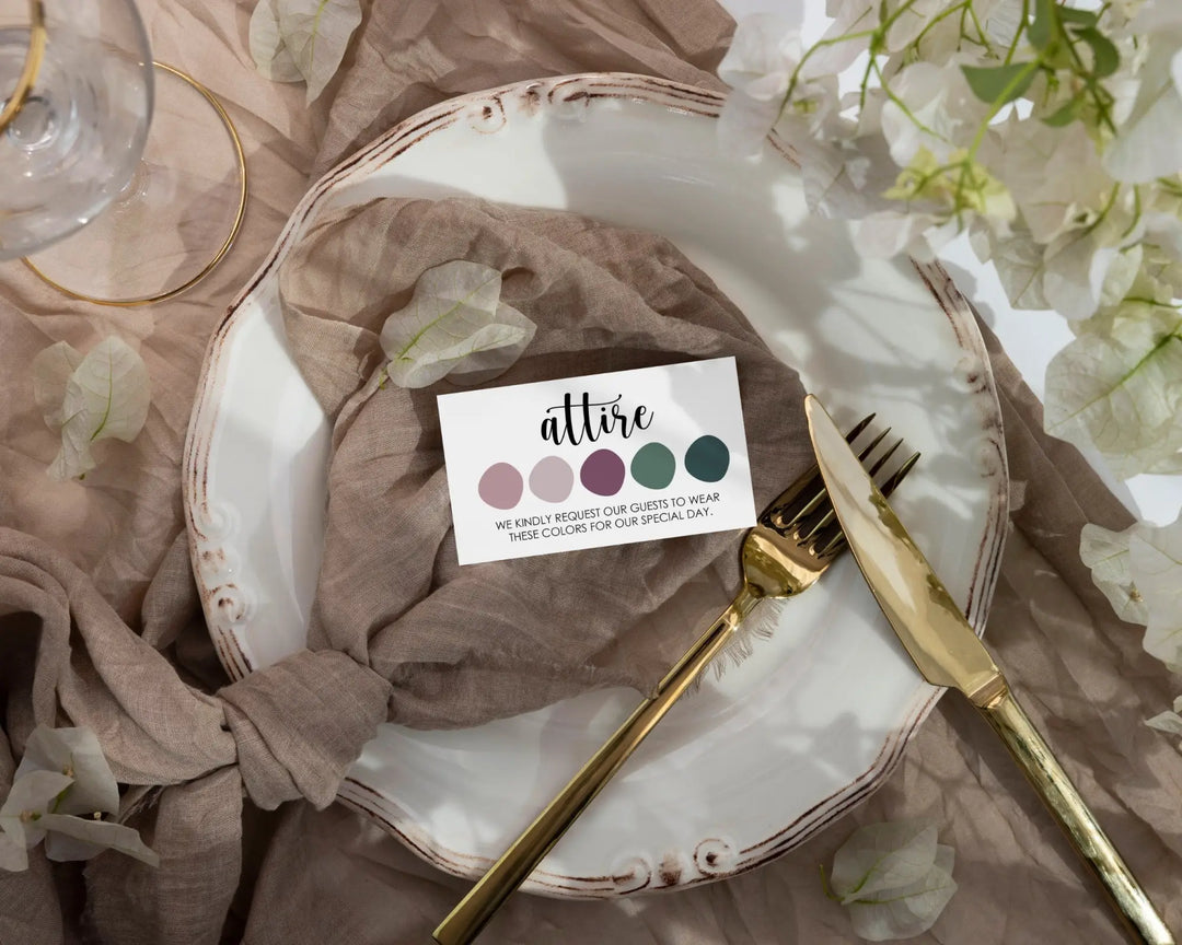 Custom color cards for weddings & parties