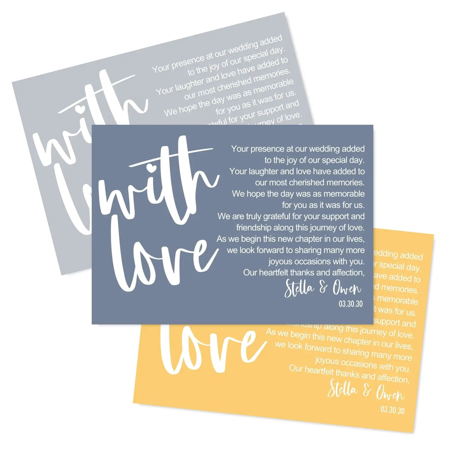 Celestial wedding thank you place setting cards - personalize with newlyweds names & date - card