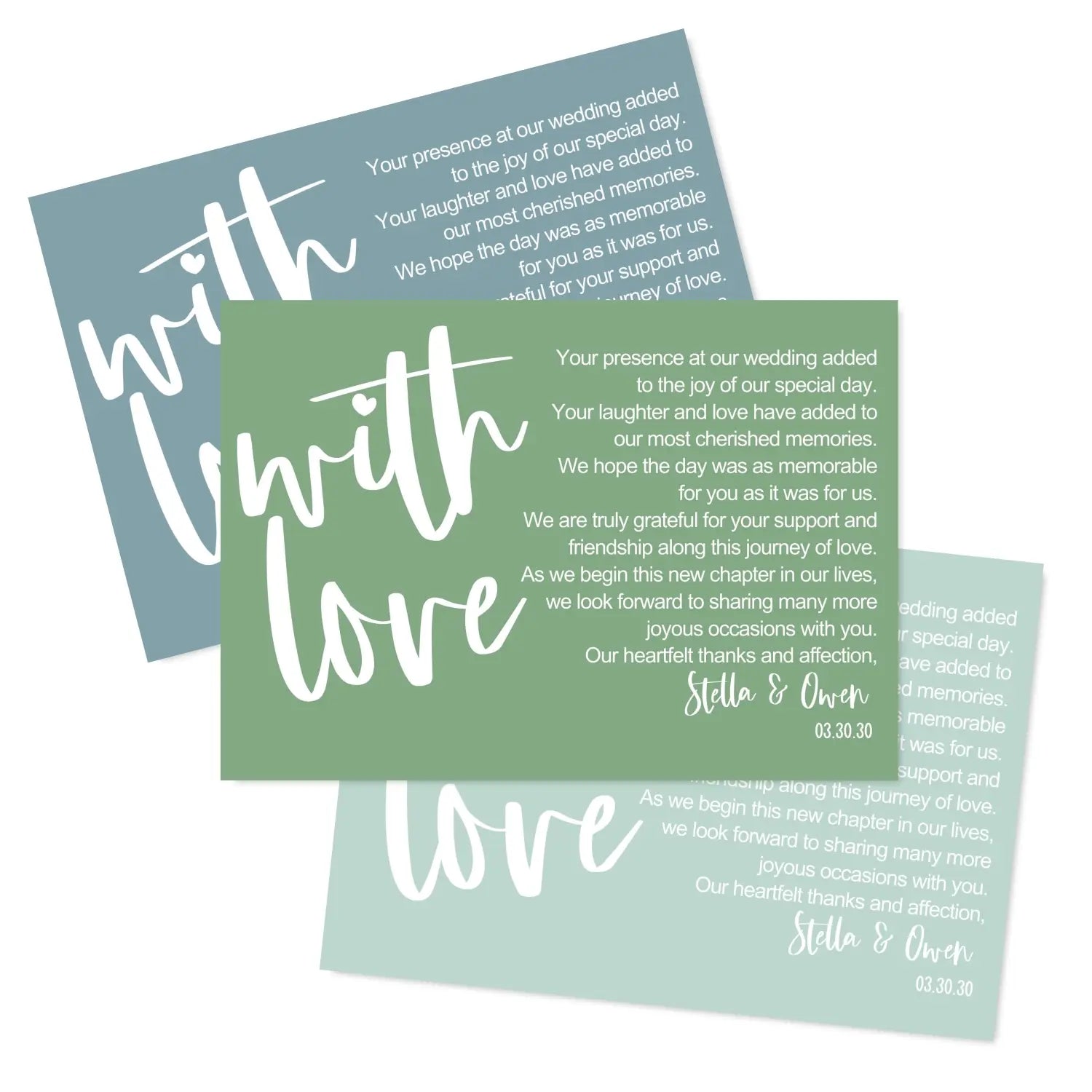 Customizable wedding thank you place setting cards from beachy seaside collection - card