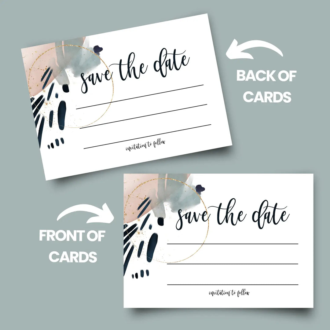 Contemporary blue & pink save the date cards (25 pack) - modern invitations for memorable events - 3.5x5