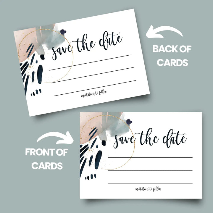 Contemporary blue & pink save the date cards (25 pack) - modern invitations for memorable events - 3.5x5