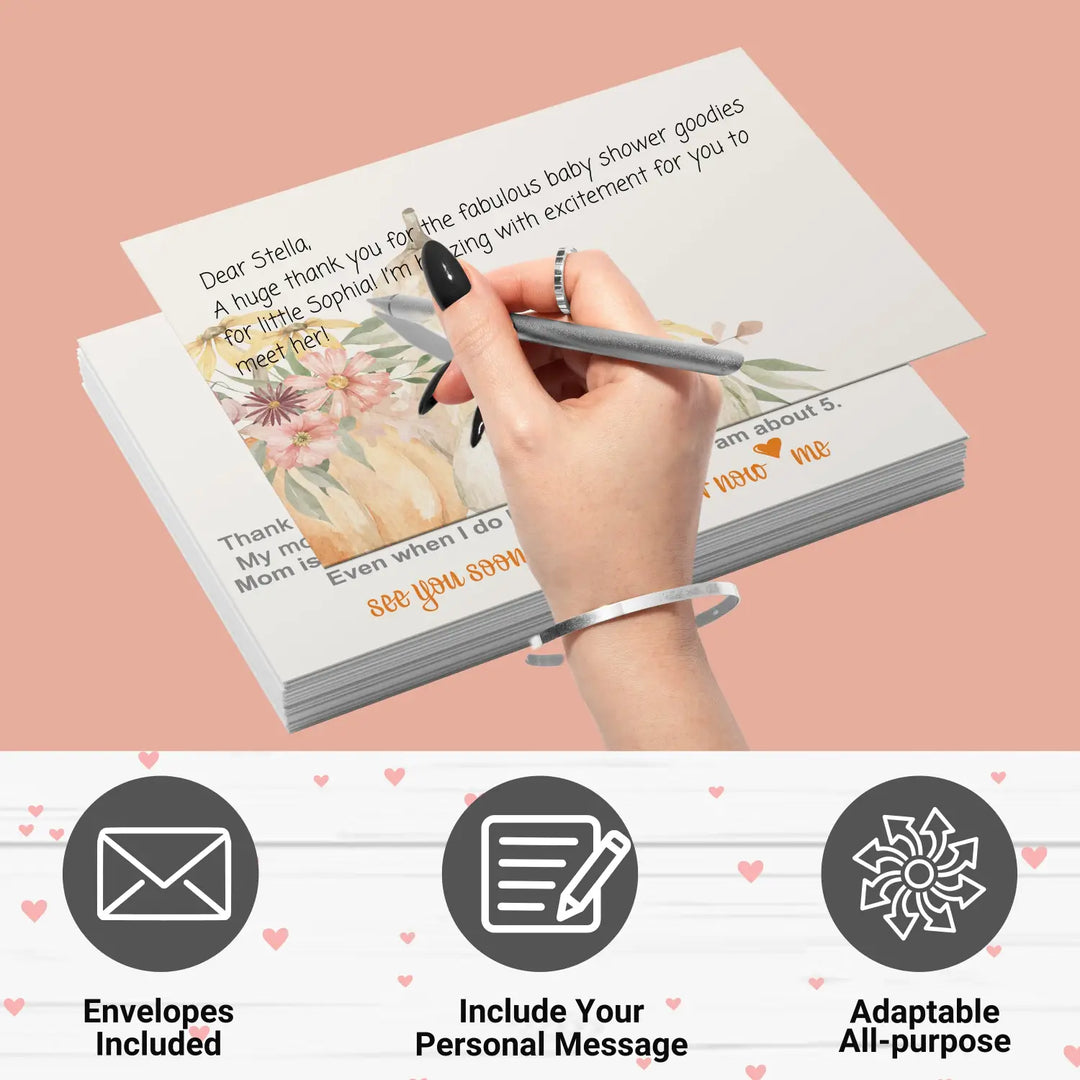 Rustic pumpkin baby shower thank you cards β prewritten notes (pack of 25) - office product