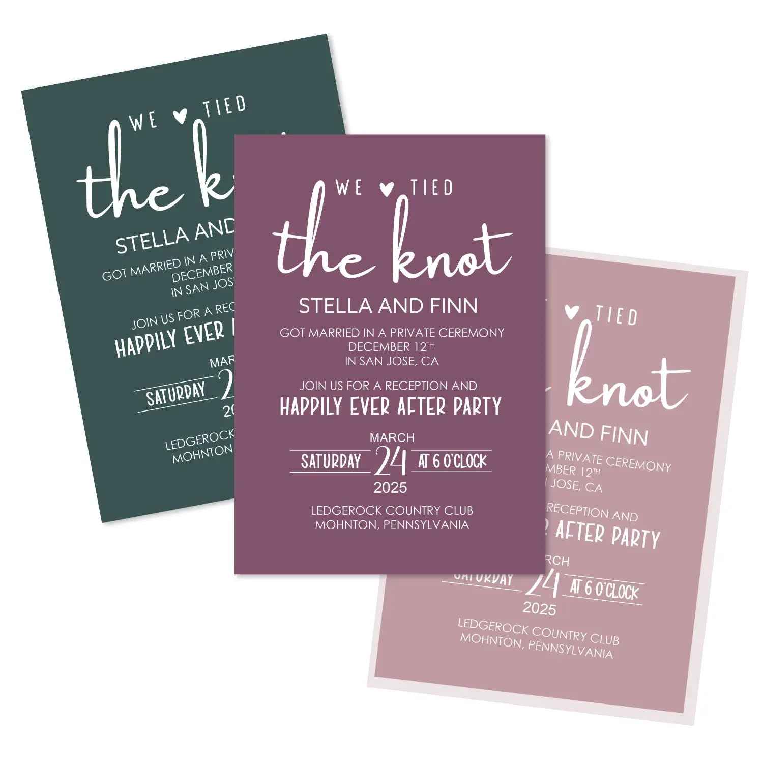 We tied the knot wedding reception invitations - custom printable & printed | 5x7 digital files