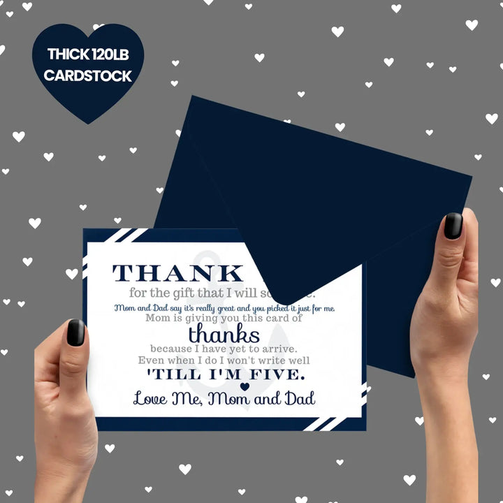 Anchor boys baby shower thank you cards - nautical (15 pack) with blue envelopes 4x6 - office product