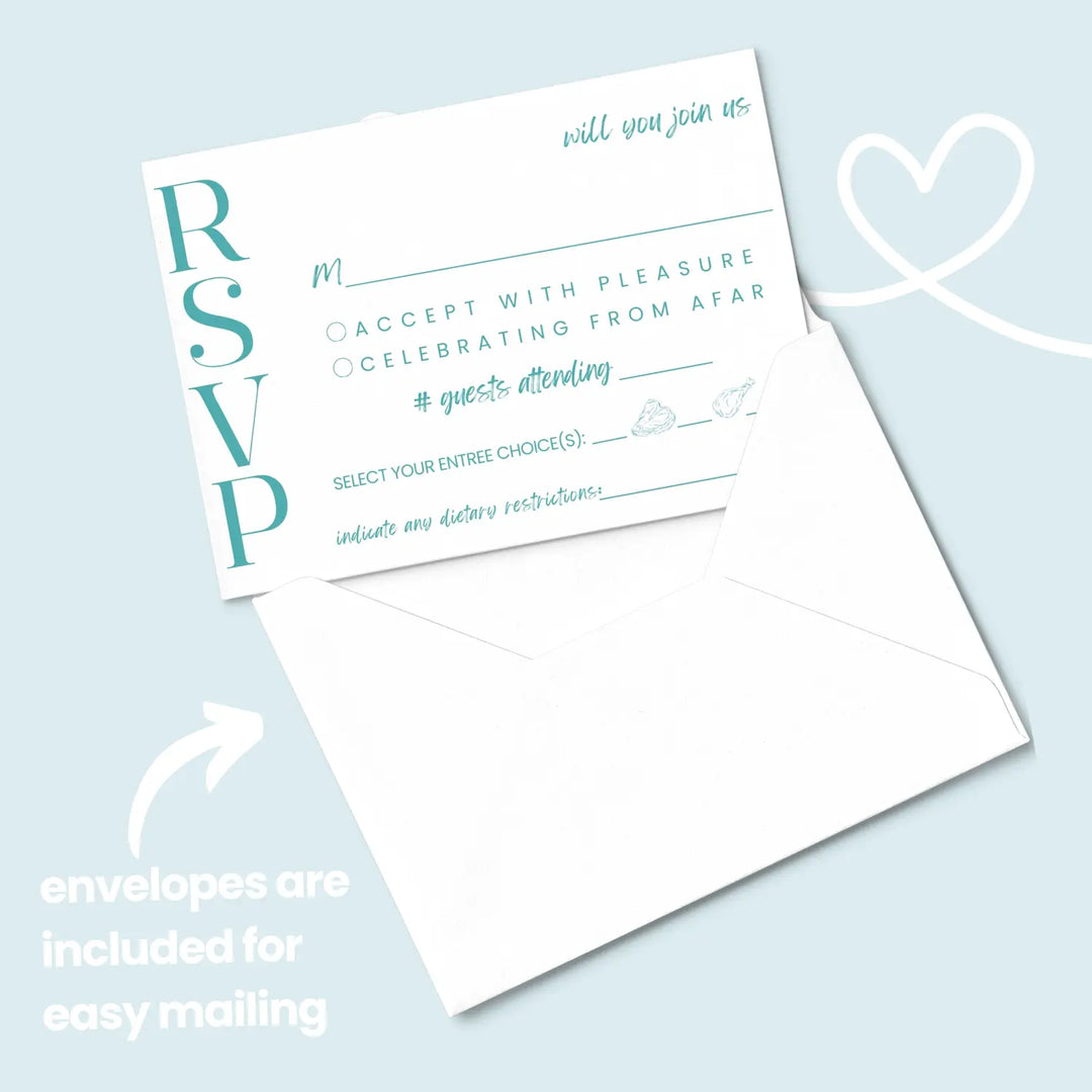 Custom rsvp cards for wedding receptions any occasion response teal - invitations