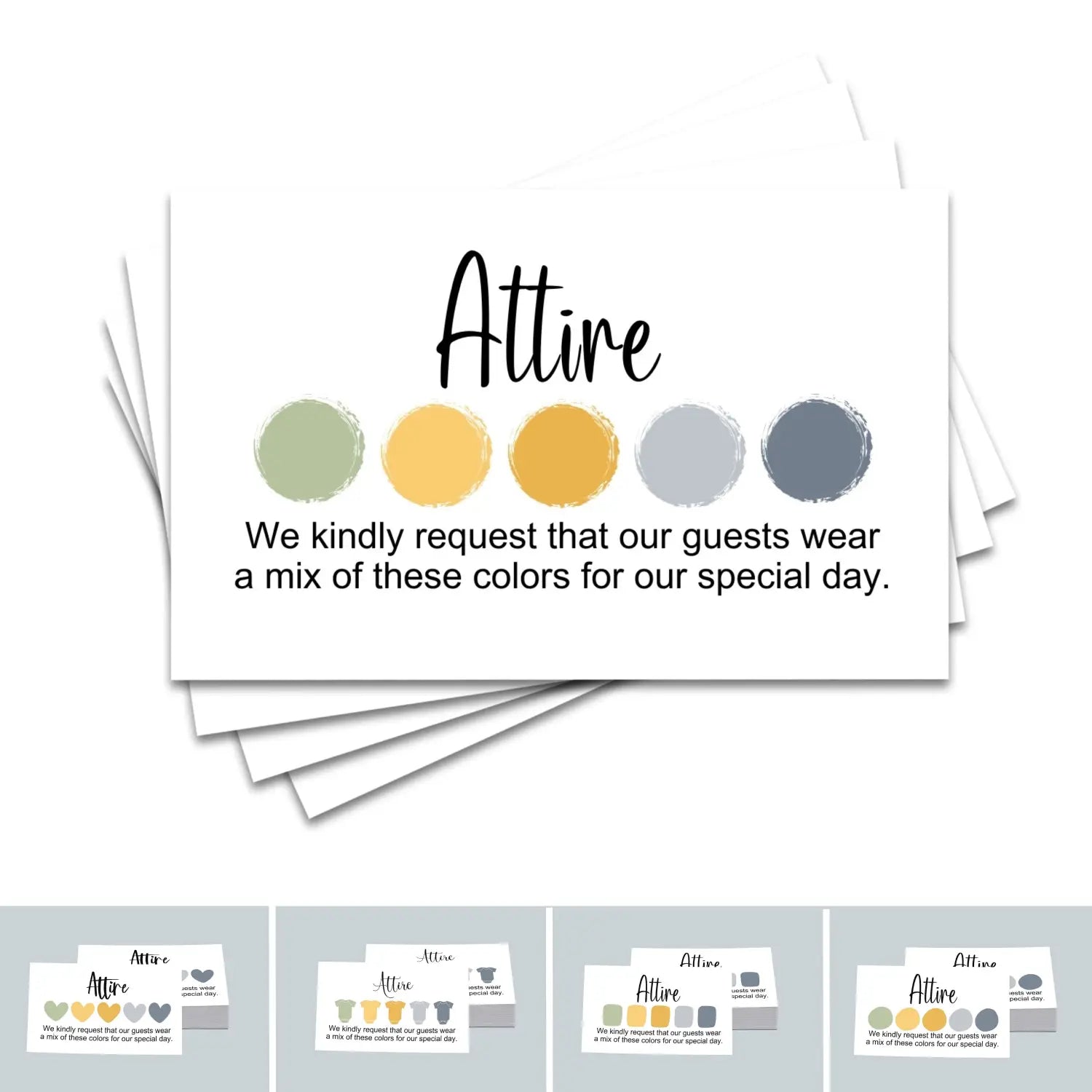 Celestial skies wedding color cards - custom dress code guides - sets of 100 - invitation - easy party planning