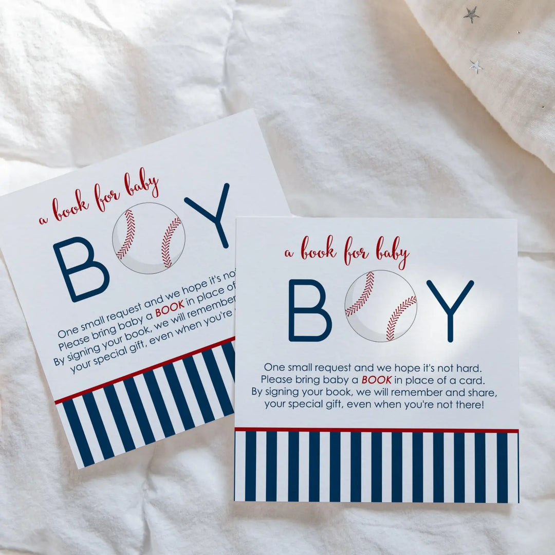 Baseball-themed baby shower invitation inserts - invitations