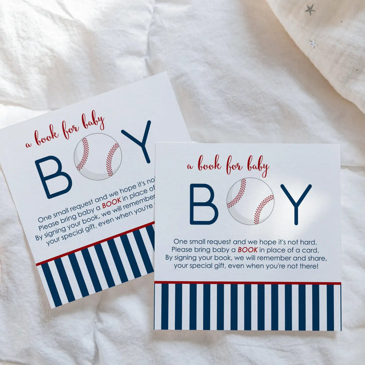Baseball-themed baby shower invitation inserts - invitations