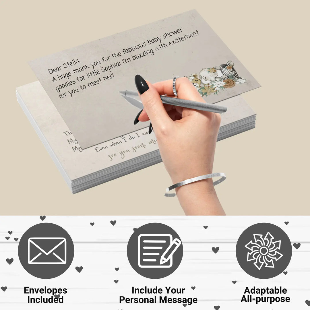 Flora jungle baby shower thank you cards for girls β notecards with envelopes (pack of 25) - office product