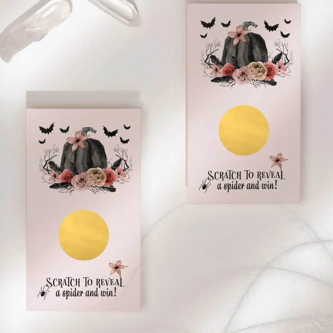 Gothic scratch-off game cards for spooky baby shower wedding engagement - 30 pack pink & black - party games
