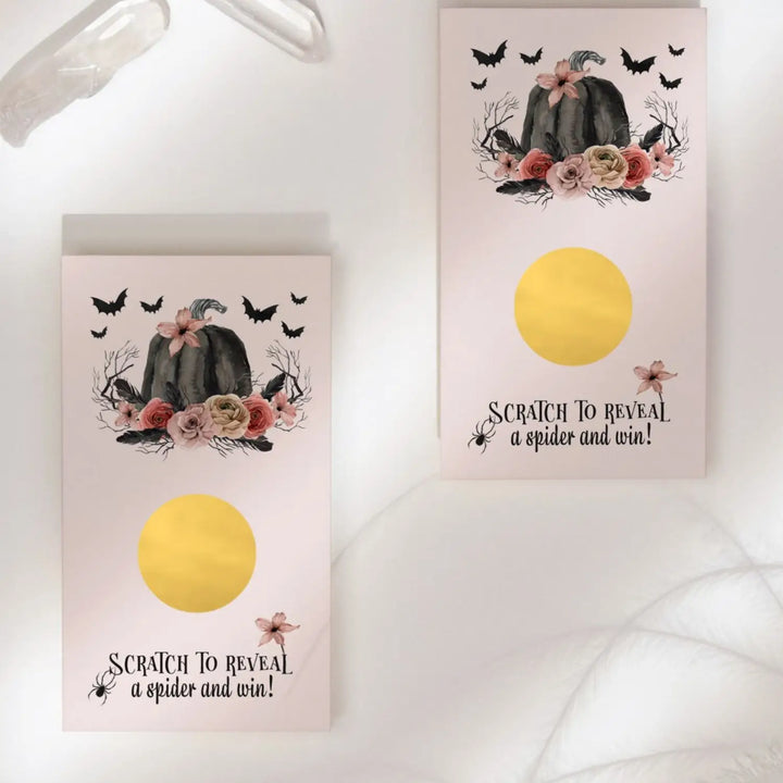 Gothic scratch-off game cards for spooky baby shower wedding engagement - 30 pack pink & black - party games