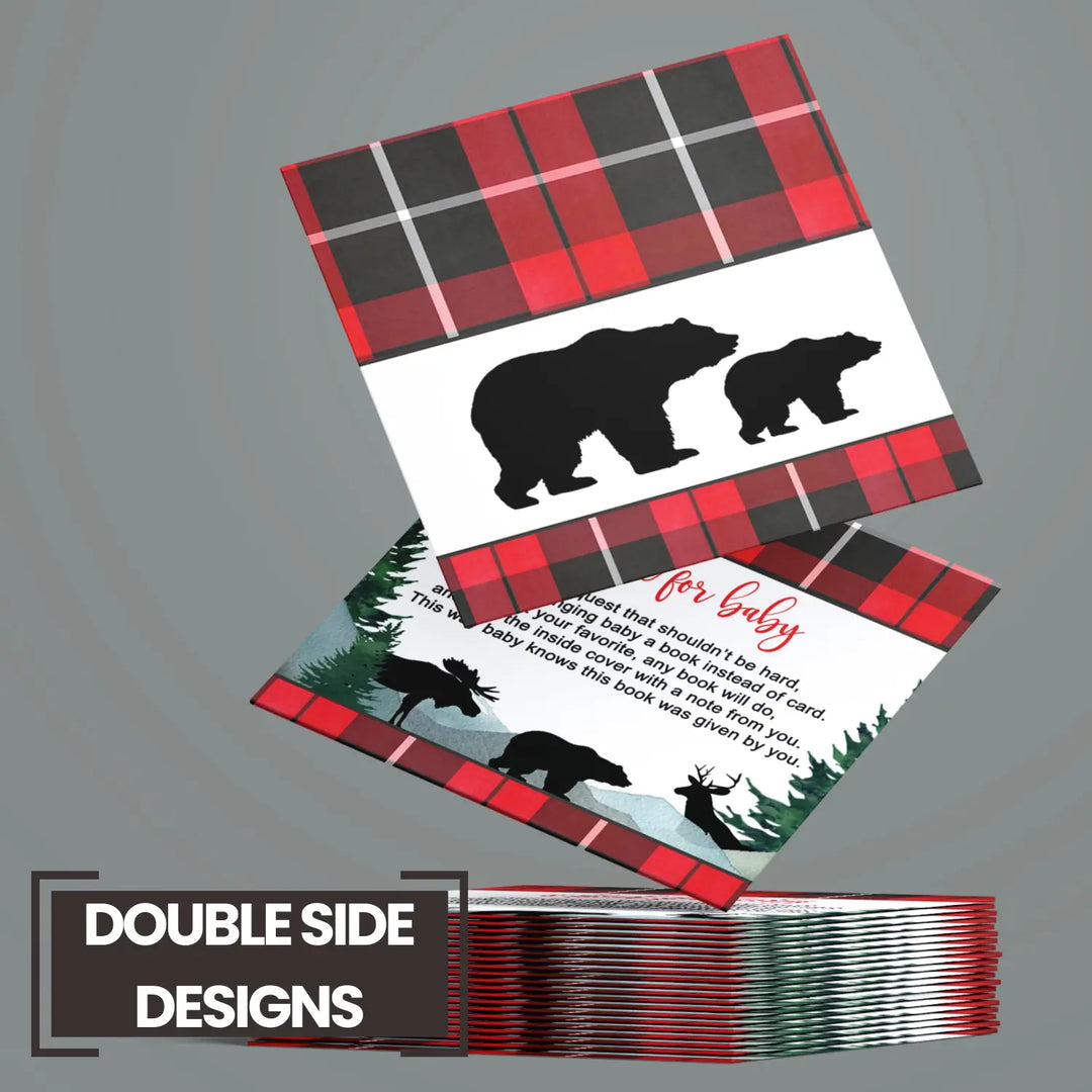 Lumberjack books for baby shower invitation insert 4x4 25 pack - invitations