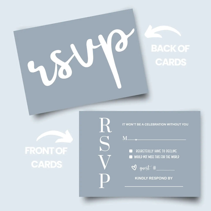 Dusty blue rsvp card 25 pack minimalist wedding invitation response cards - invitations