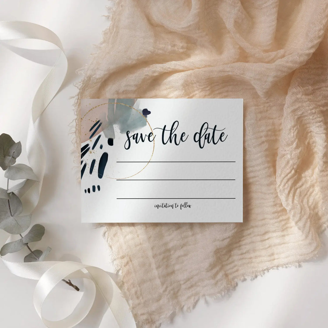 Contemporary blue & pink save the date cards (25 pack) - modern invitations for memorable events - 3.5x5