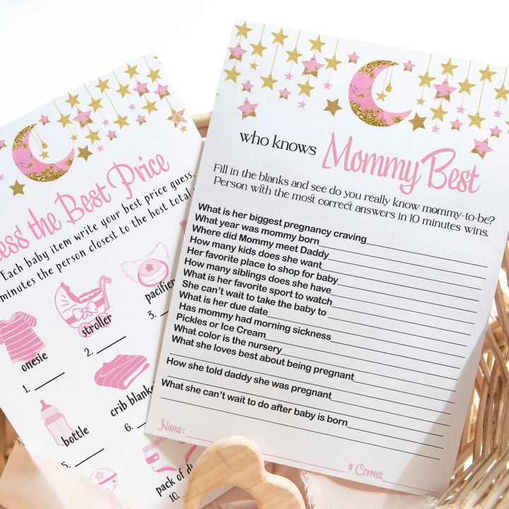 Twinkle little star baby shower mommy best and price game set 5x7 cards (25 ct) - party games