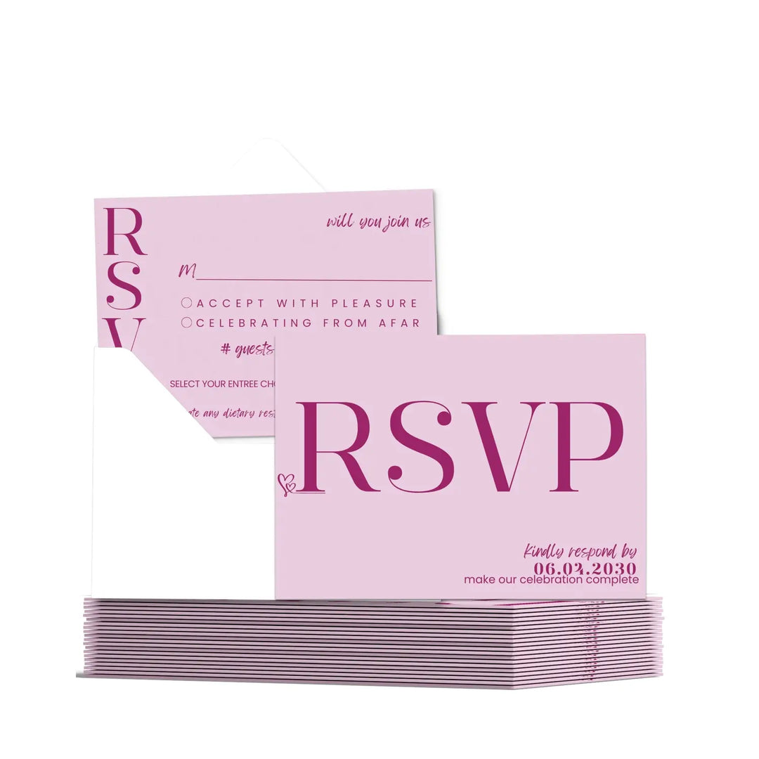 Custom huntress green rsvp cards with elegant white calligraphy - premium card stock 4x6 inch size - invitations