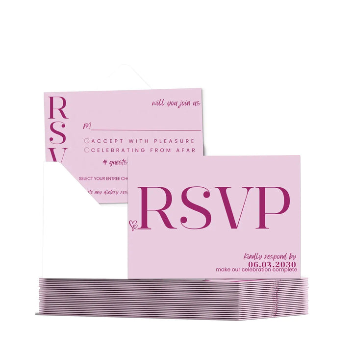 Custom huntress green rsvp cards with elegant white calligraphy - premium card stock 4x6 inch size - invitations
