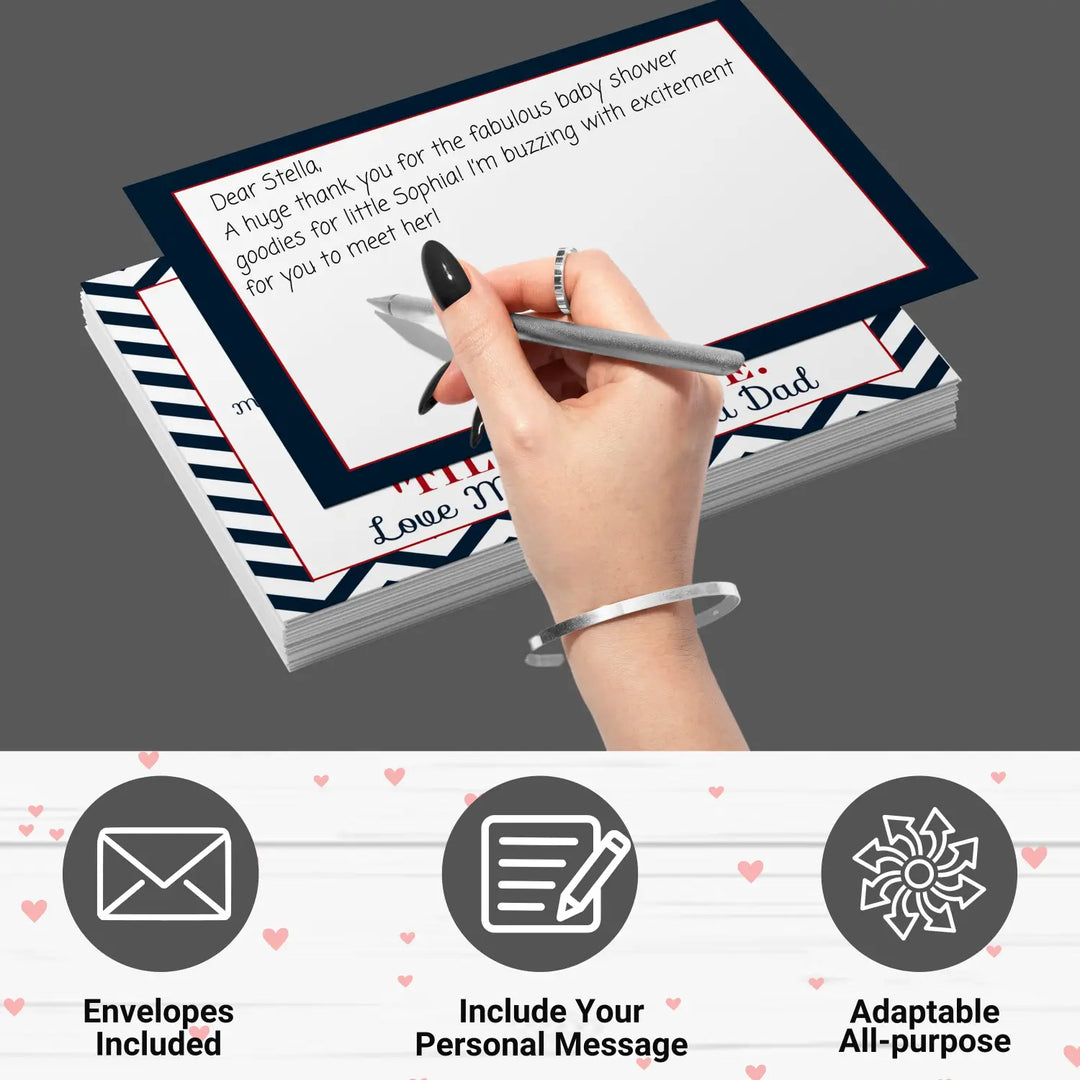 Airplane theme boys baby shower thank you cards - 15 pack notecards with blue envelopes 4x6 - office product