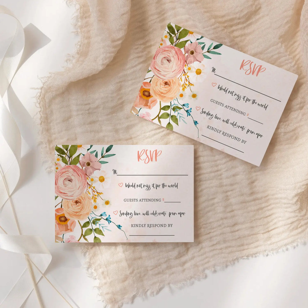 Boho terracotta wedding invitation response cards with envelopes blank perfect all occasion insert - invitations