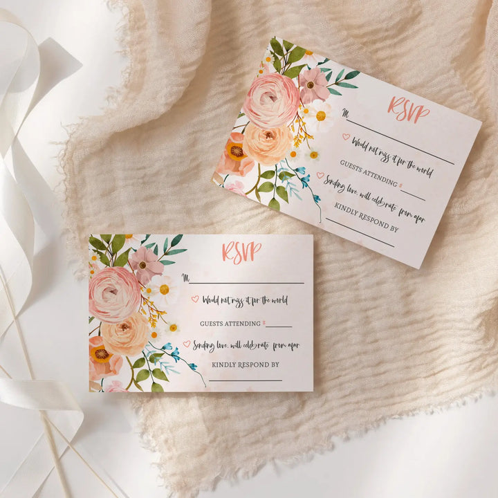 Boho terracotta wedding invitation response cards with envelopes blank perfect all occasion insert - invitations