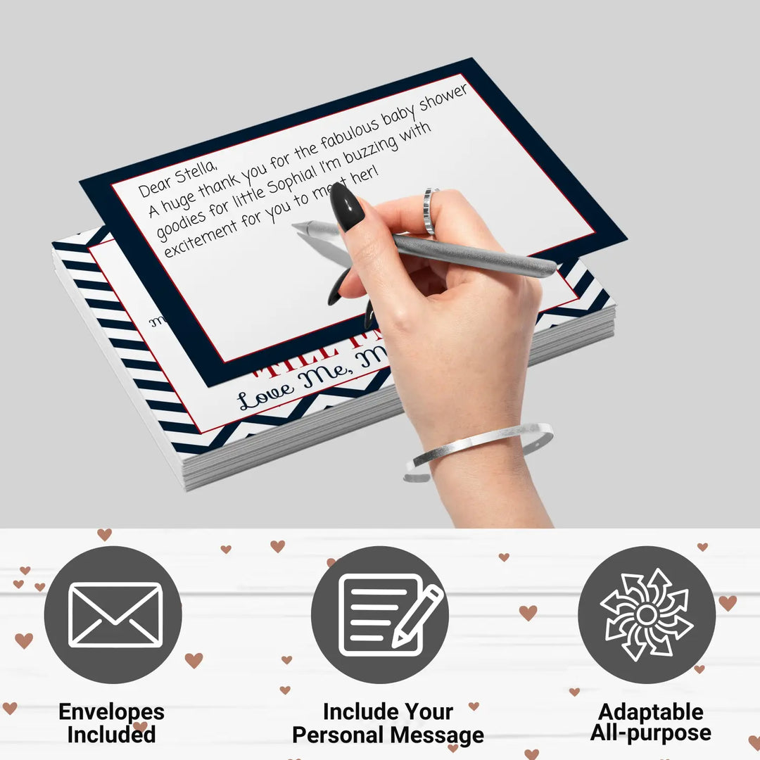 25-pack airplane baby shower thank you cards for boys - personalized notecards with envelopes - office product