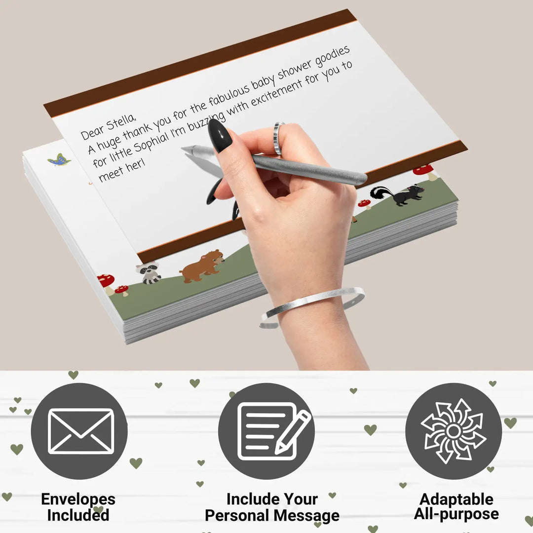 Woodland thank you cards for baby shower β gender neutral notecards (pack of 25) - office product