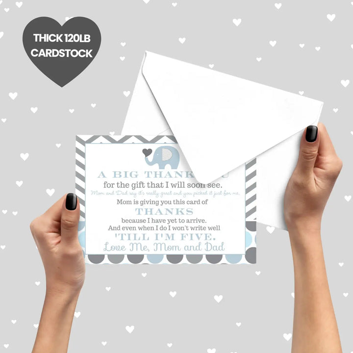 Elephant thank you cards for boys β prewritten notes with envelopes (pack of 25) - office product