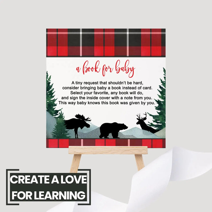 Lumberjack books for baby shower invitation insert 4x4 25 pack - invitations