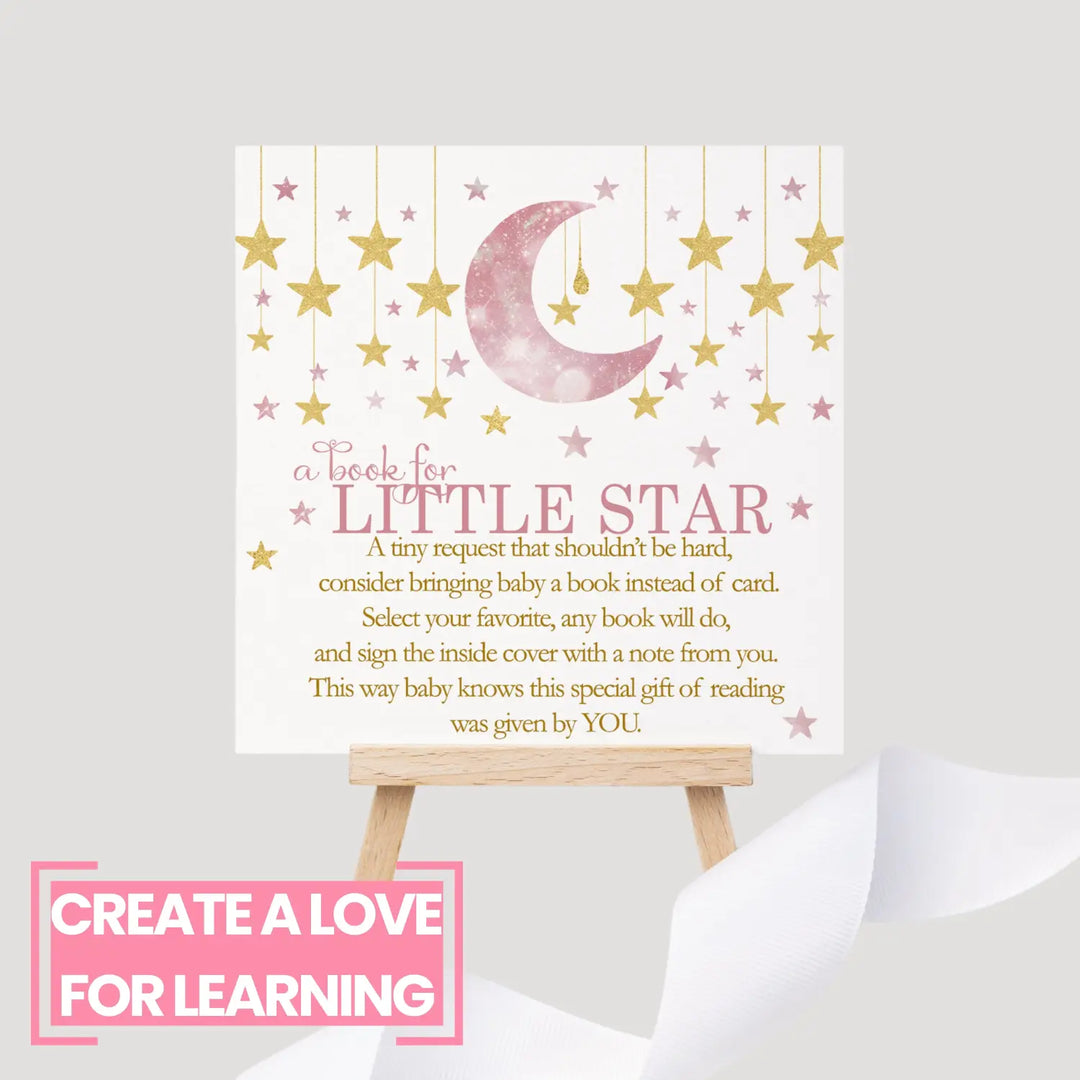 Twinkle little star books for baby shower request cards (girls) - invitations
