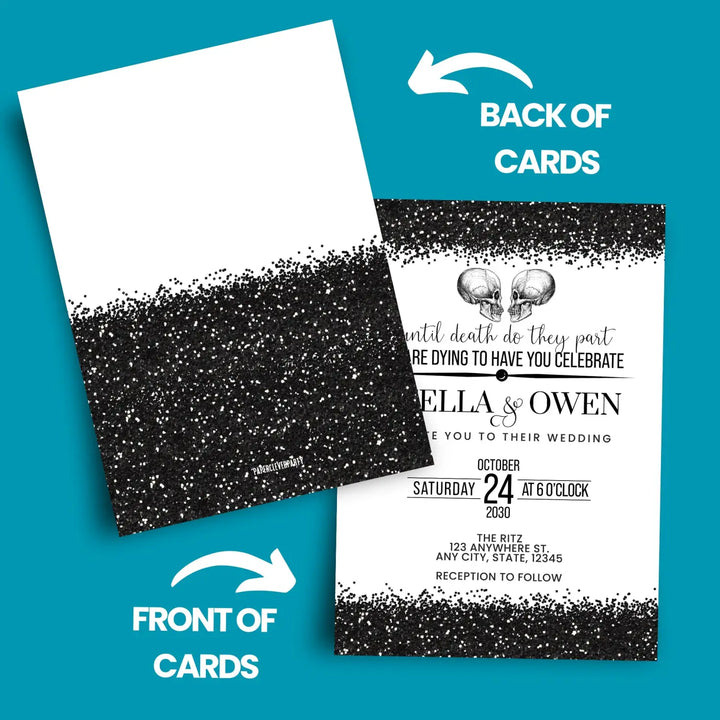 Glam skull black & white gothic personalized invitations β design for unique celebrations and events