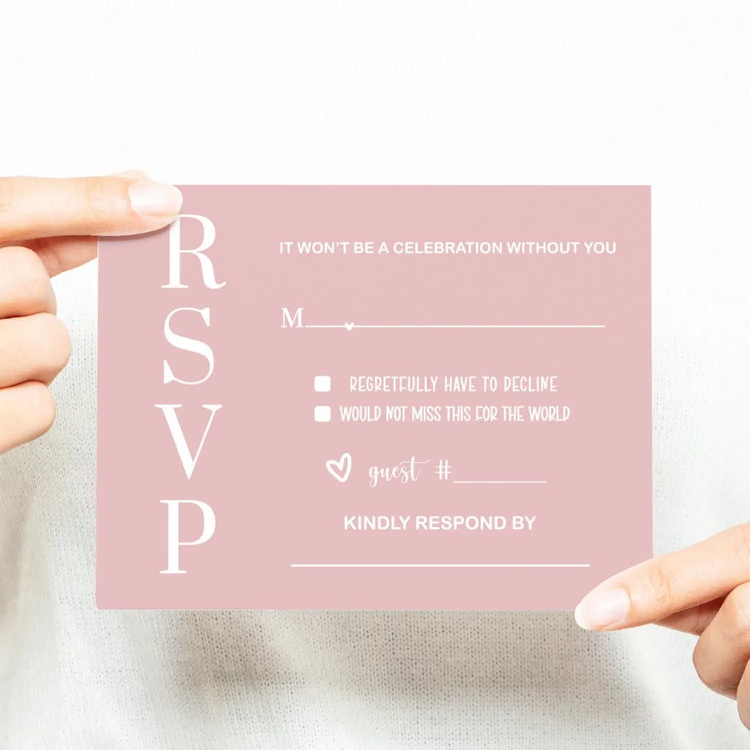 Pink majesty rsvp card 25 pack - minimalist wedding invitation response cards with envelopes blank - invitations