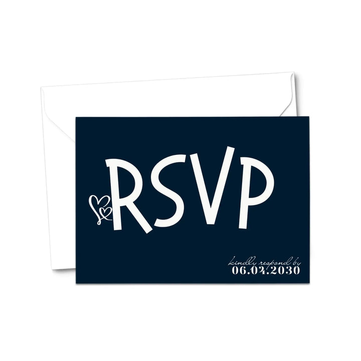 Custom black and white rsvp cards with elegant calligraphy - premium card stock 4x6 inch size - invitations