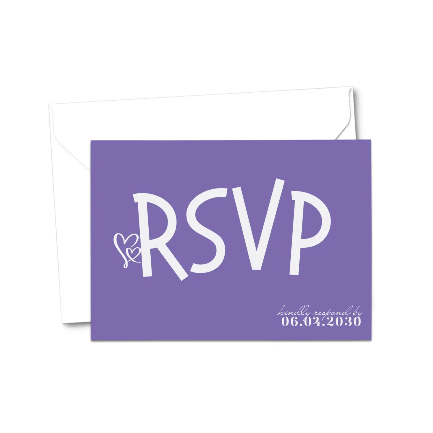 Custom purple rsvp cards with sleek calligraphy font - premium card stock 4x6 inch size - invitations