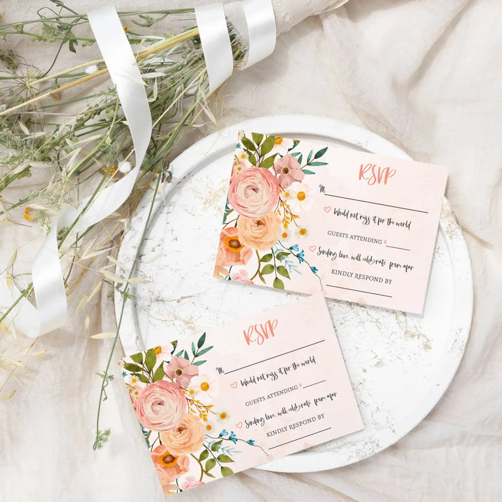 Boho terracotta wedding invitation response cards with envelopes blank perfect all occasion insert - invitations