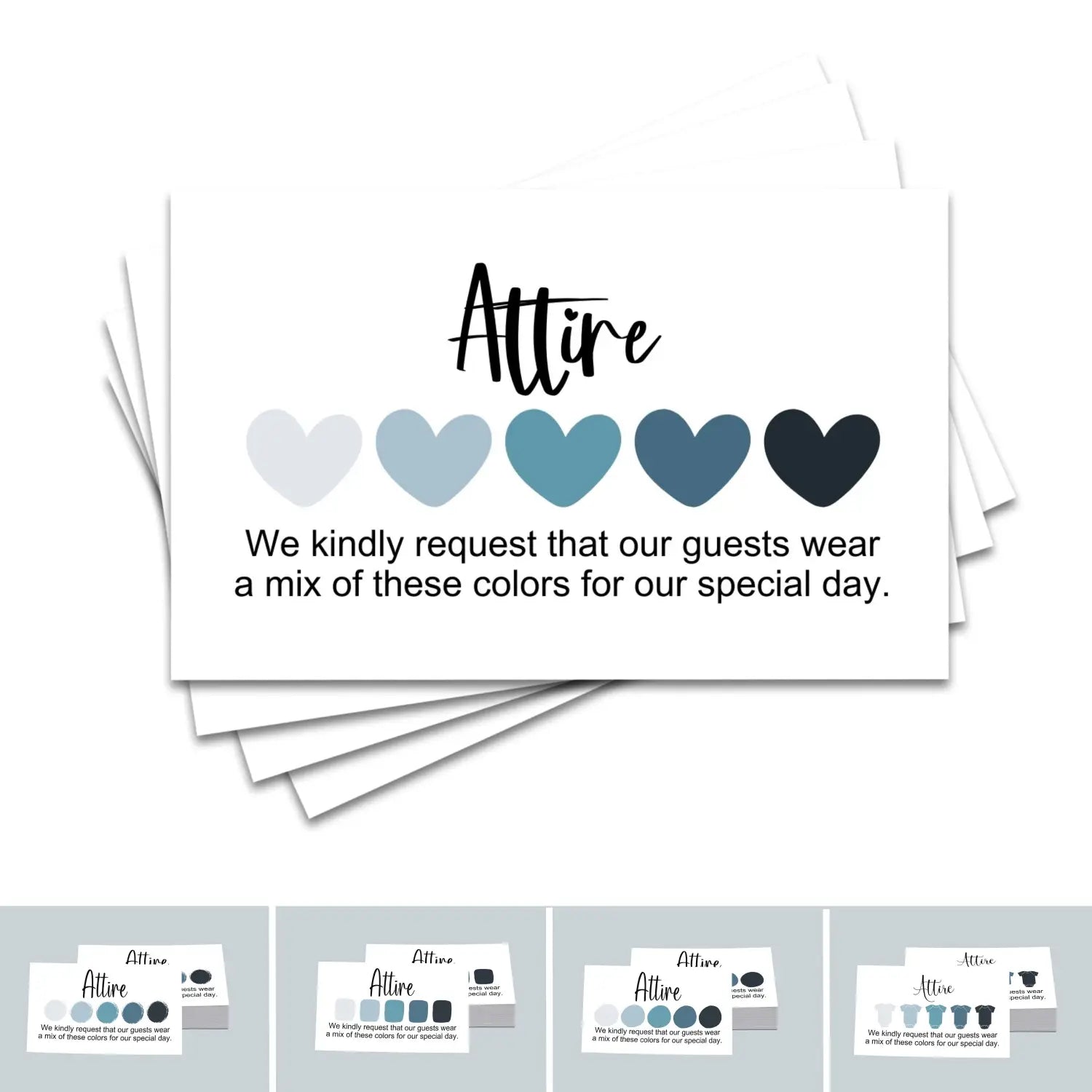 The seas wedding & party color cards: custom dress code guides (sets of 100) - invitations