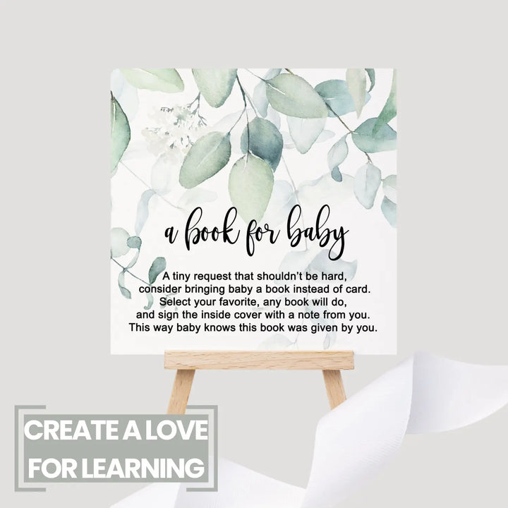 Greenery books for baby shower request cards - invitations