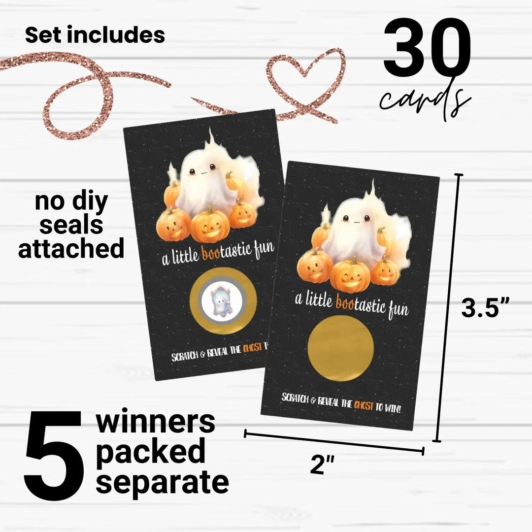Little boo halloween scratch off cards 30 pack - pumpkin baby shower games boo-tastic favors - party