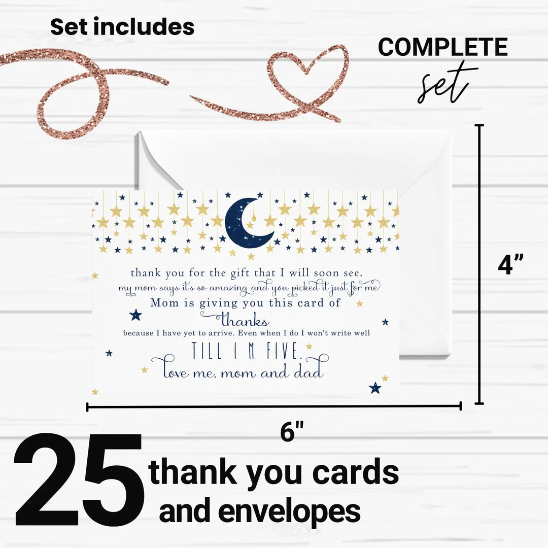Twinkle little star thank you cards for boys β notecards with envelopes (pack of 25) - office product