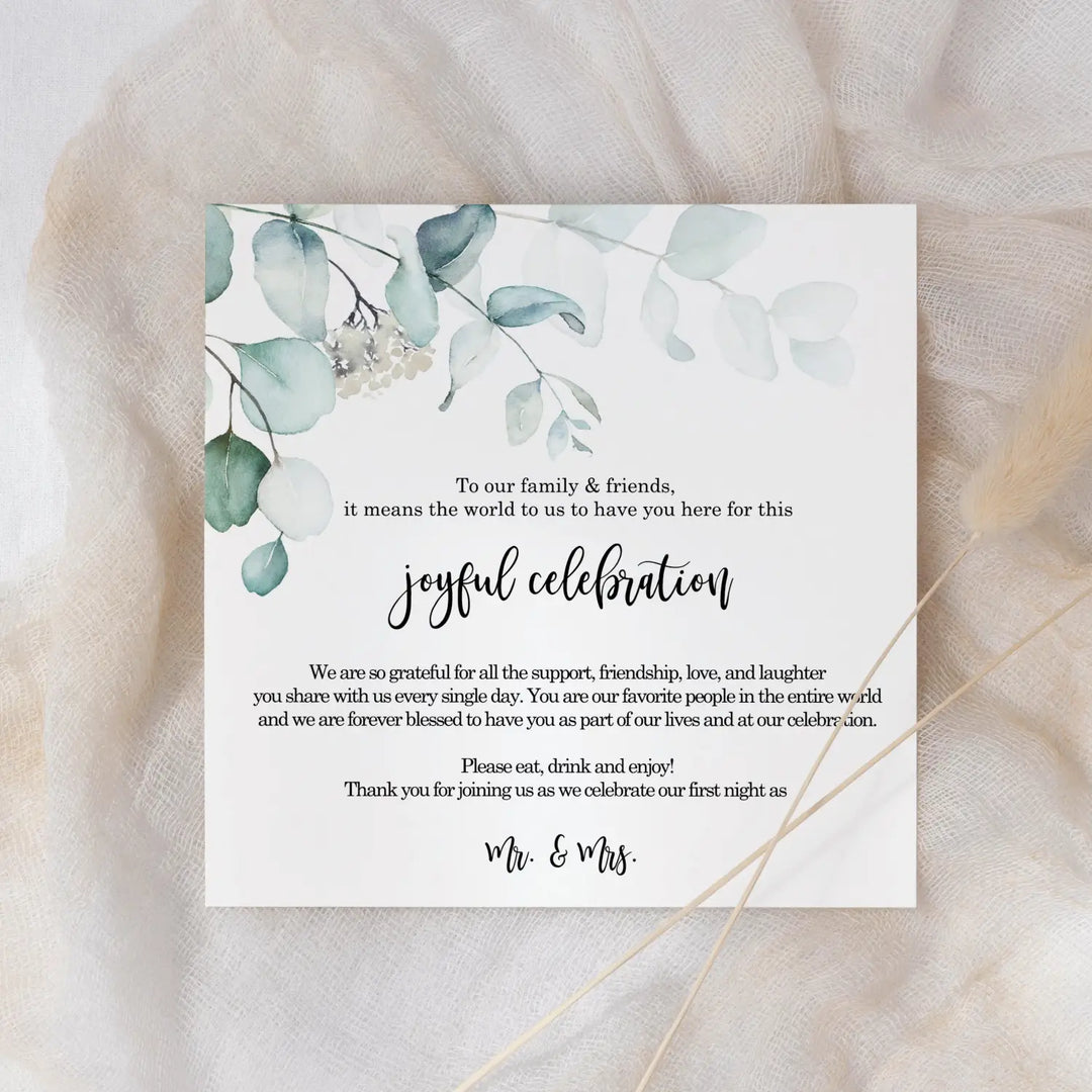 Greenery wedding thank you place cards for reception tables setting favors or decorations guests 4βx4β 50 pack - office
