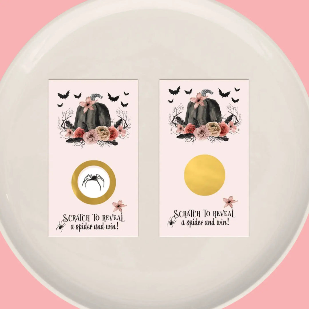 Gothic scratch-off game cards for spooky baby shower wedding engagement - 30 pack pink & black - party games