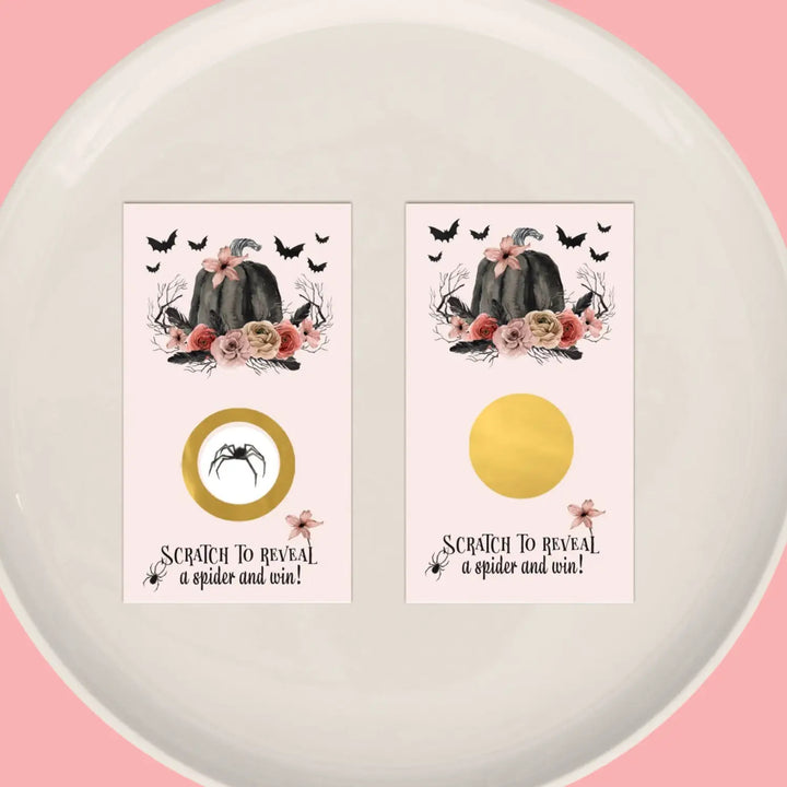 Gothic scratch-off game cards for spooky baby shower wedding engagement - 30 pack pink & black - party games