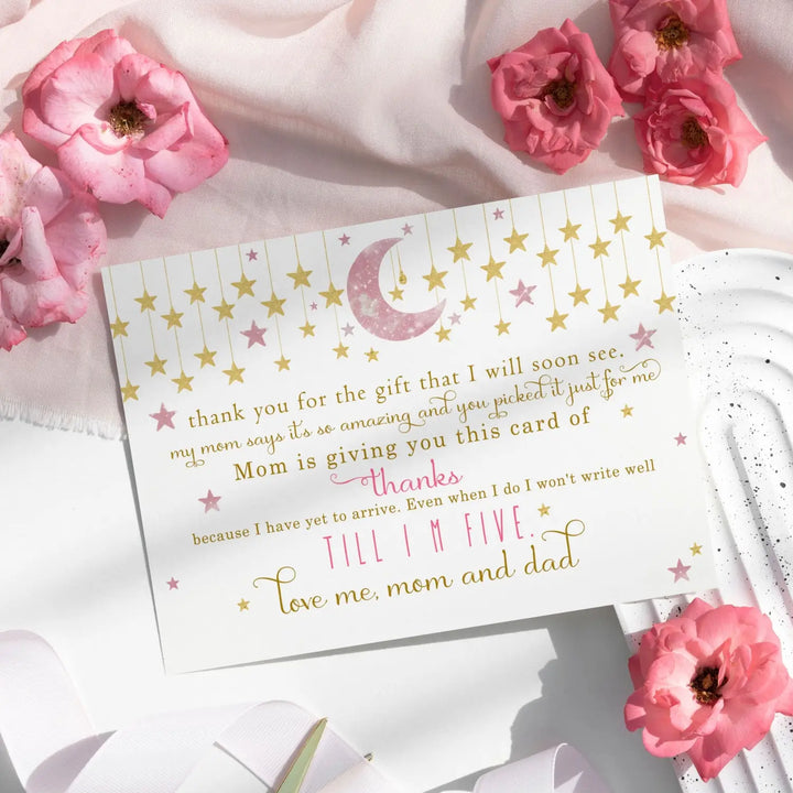 Twinkle little star thank you cards for girls β pink and gold notecards (pack of 25) - office product