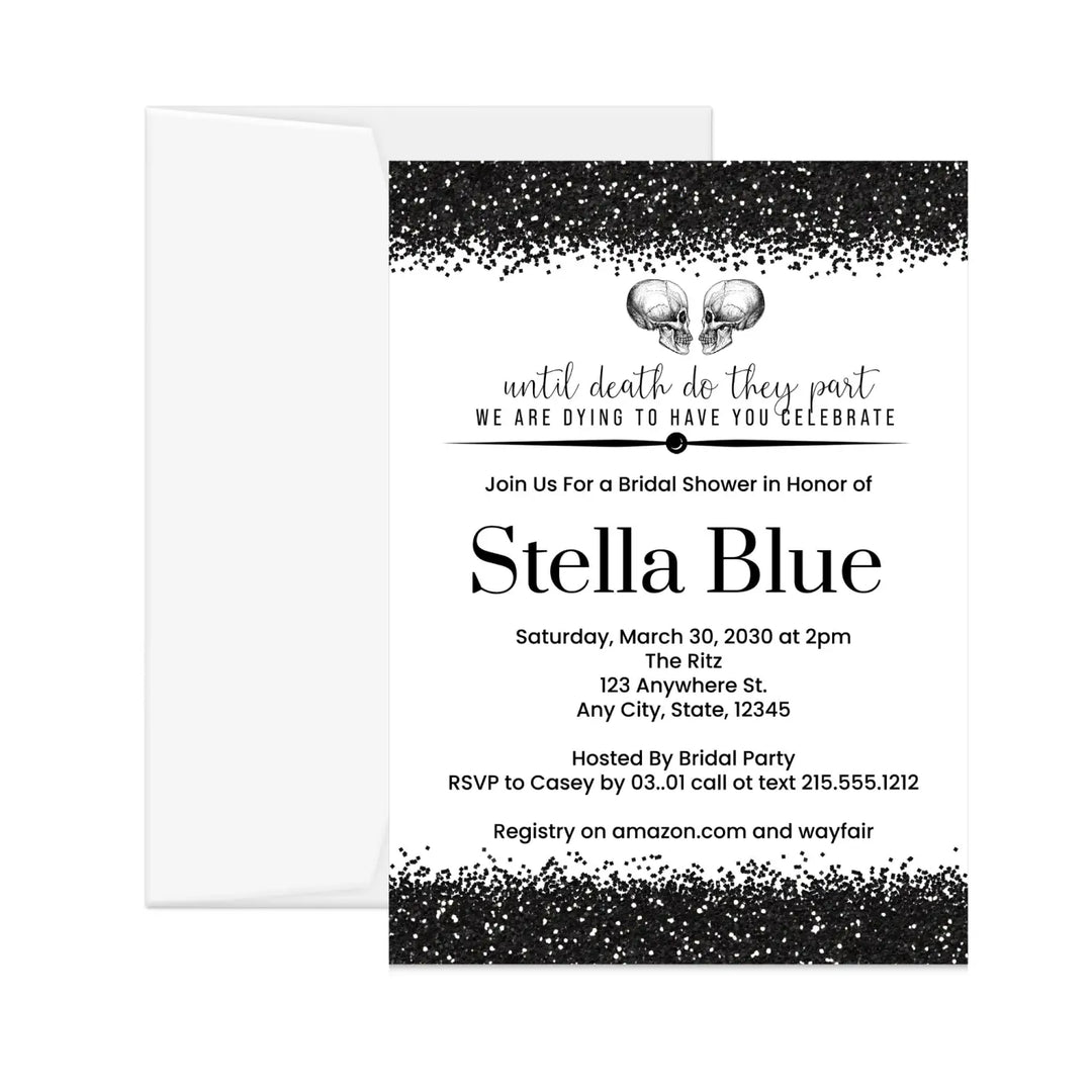 Glam skull black & white gothic personalized invitations β design for unique celebrations and events