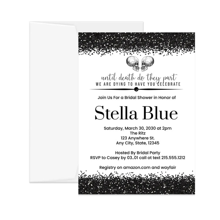 Glam skull black & white gothic personalized invitations β design for unique celebrations and events