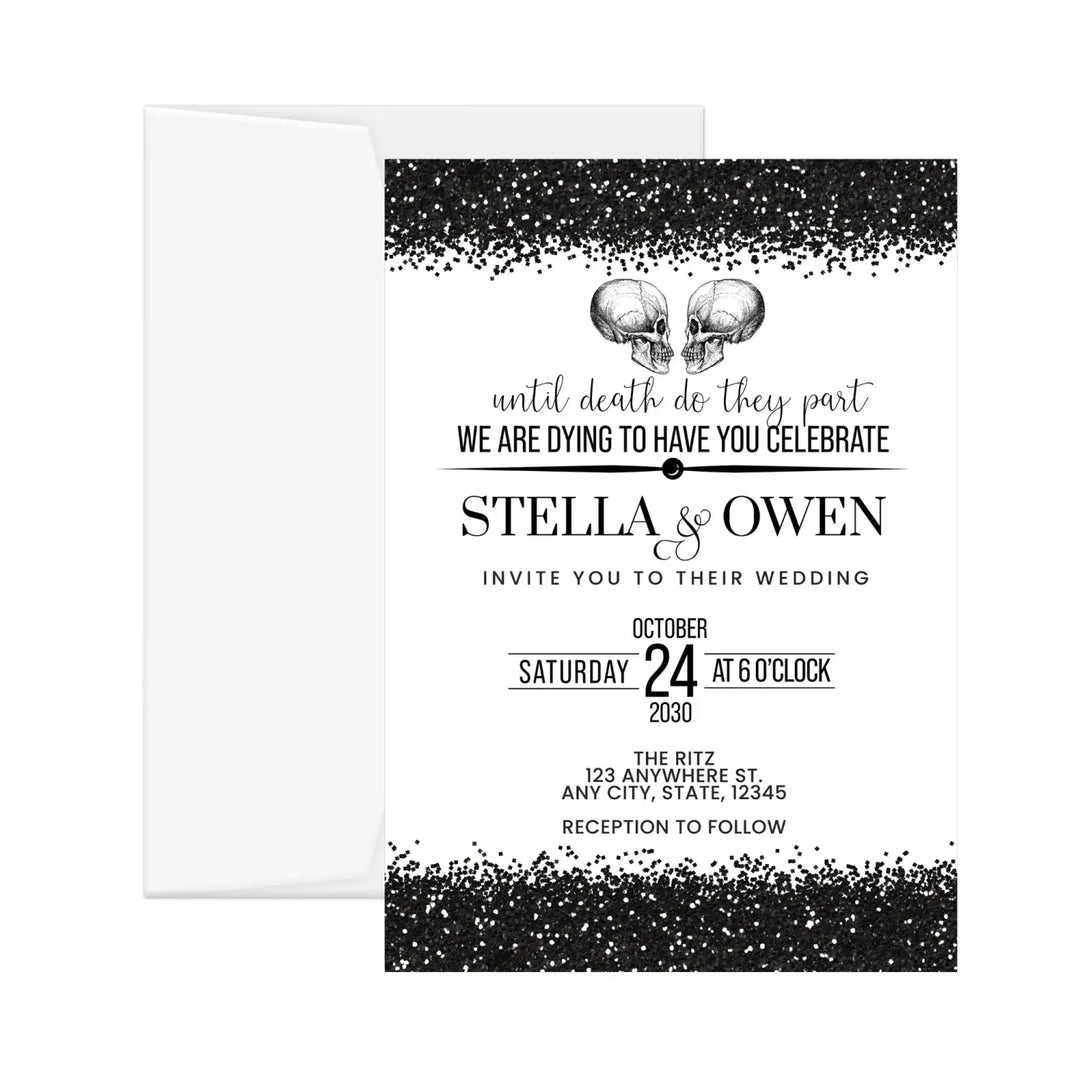 Glam skull black & white gothic personalized invitations β design for unique celebrations and events