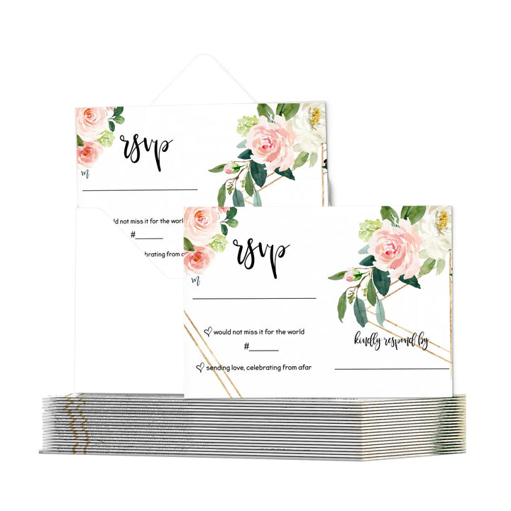 Graceful greenery pink gold floral rsvp cards - wedding response set 3.5x5 envelopes included 25 pack - invitations