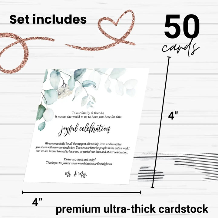 Greenery wedding thank you place cards for reception tables setting favors or decorations guests 4βx4β 50 pack - office