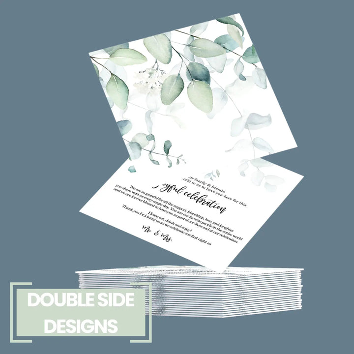 Greenery wedding thank you place cards for reception tables setting favors or decorations guests 4βx4β 50 pack - office