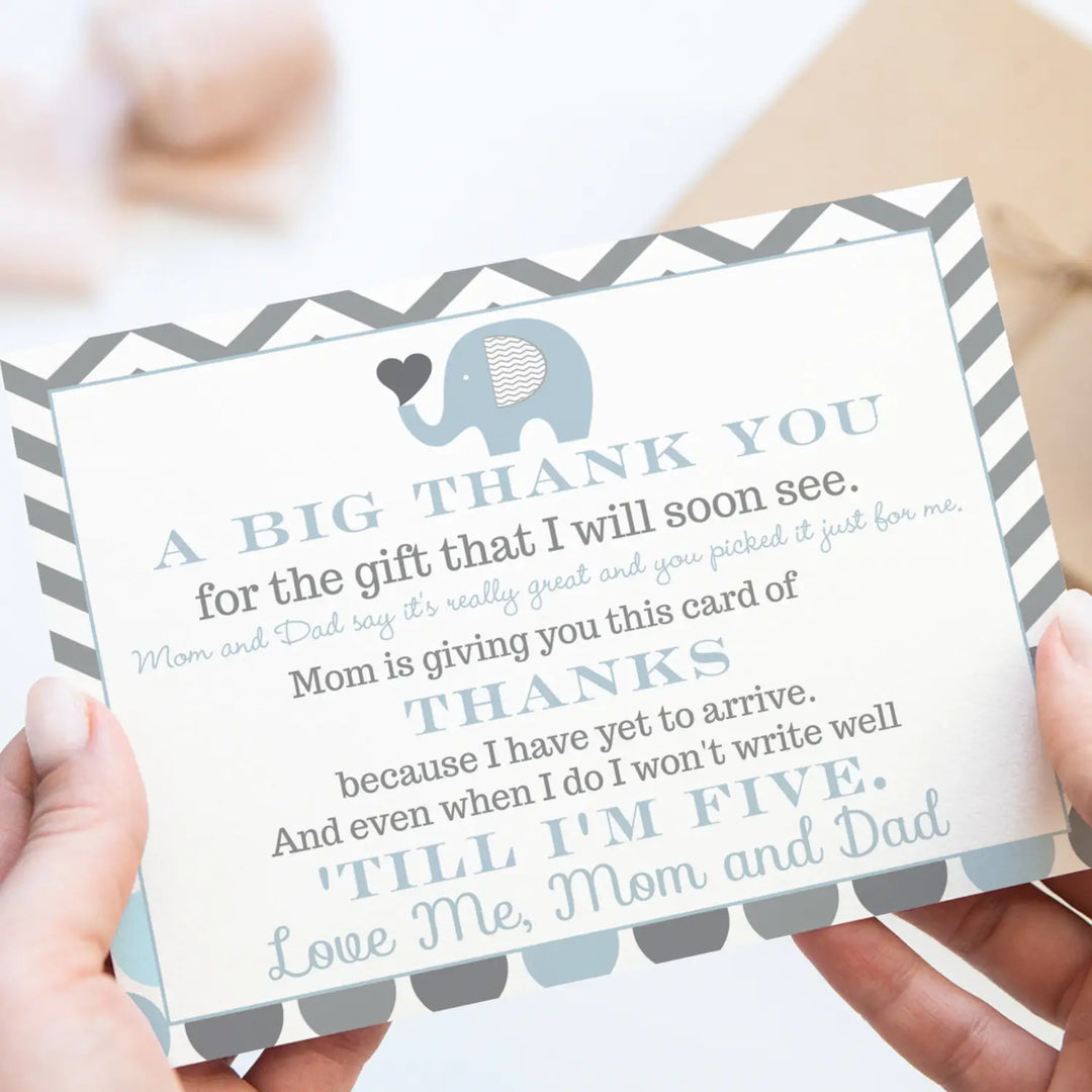 Elephant thank you cards for boys β prewritten notes with envelopes (pack of 25) - office product