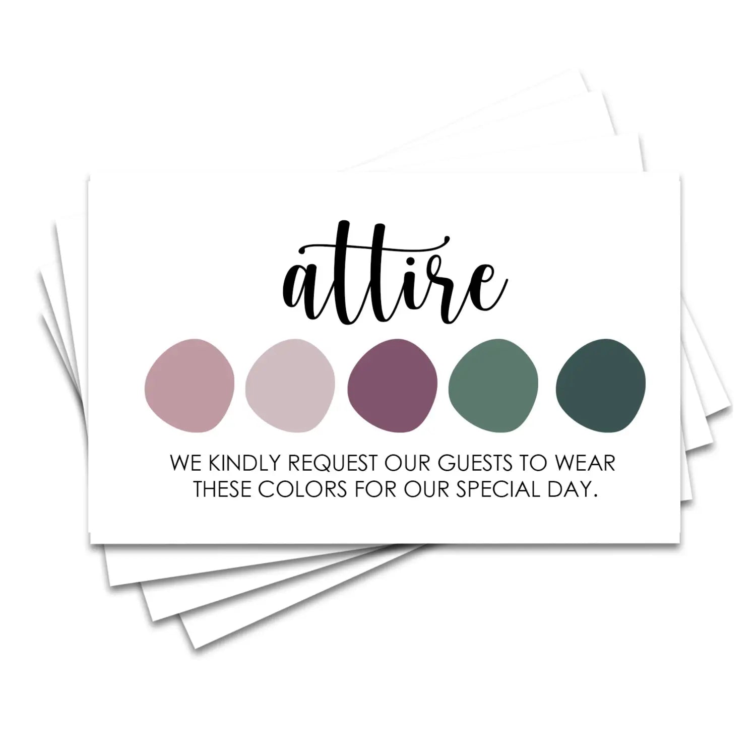 The huntress wedding color cards - custom dress code guides - sets of 100 - invitation - easy party planning (copy)